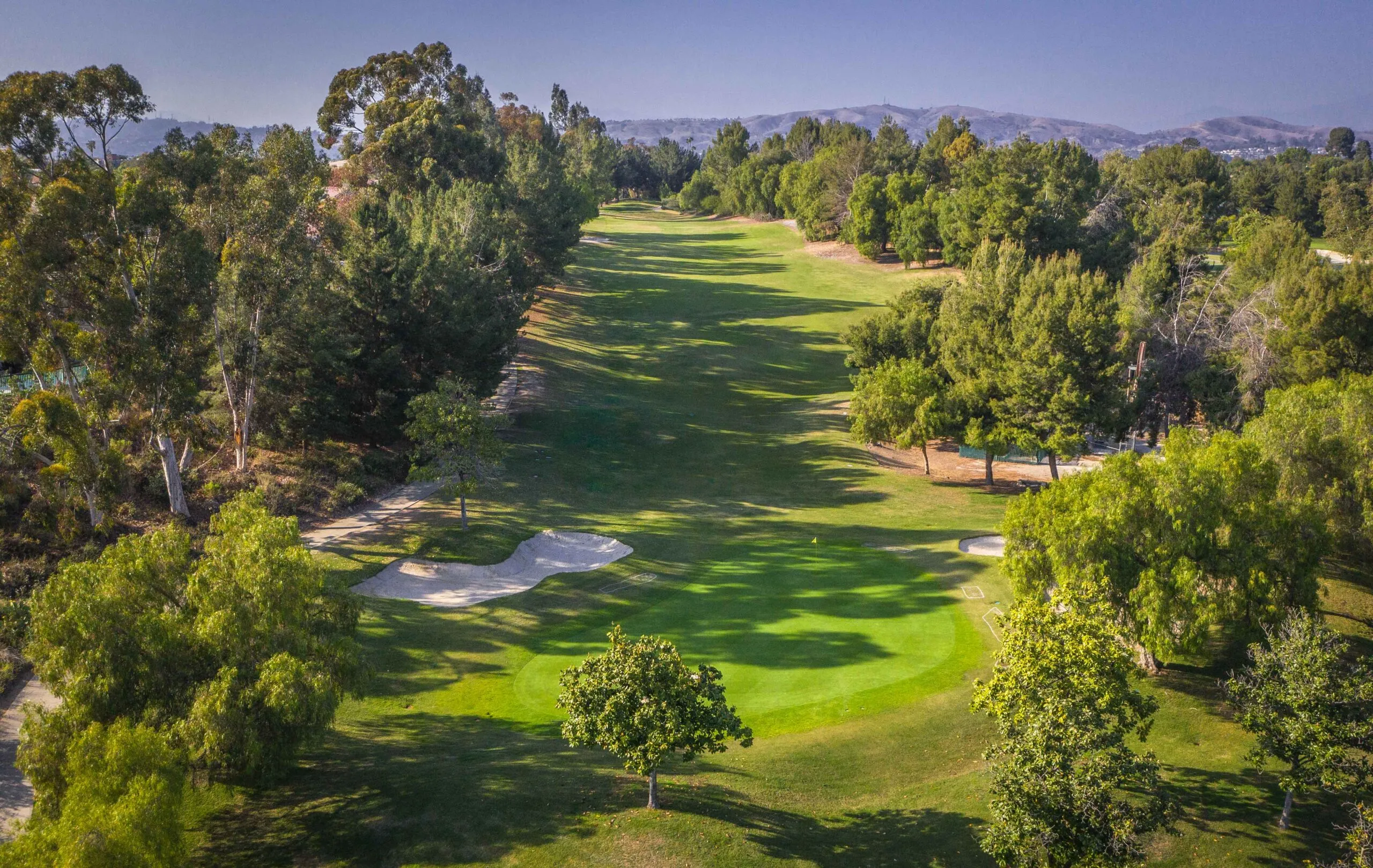 Aerial view of the fairways at Coyote Hills Golf Course