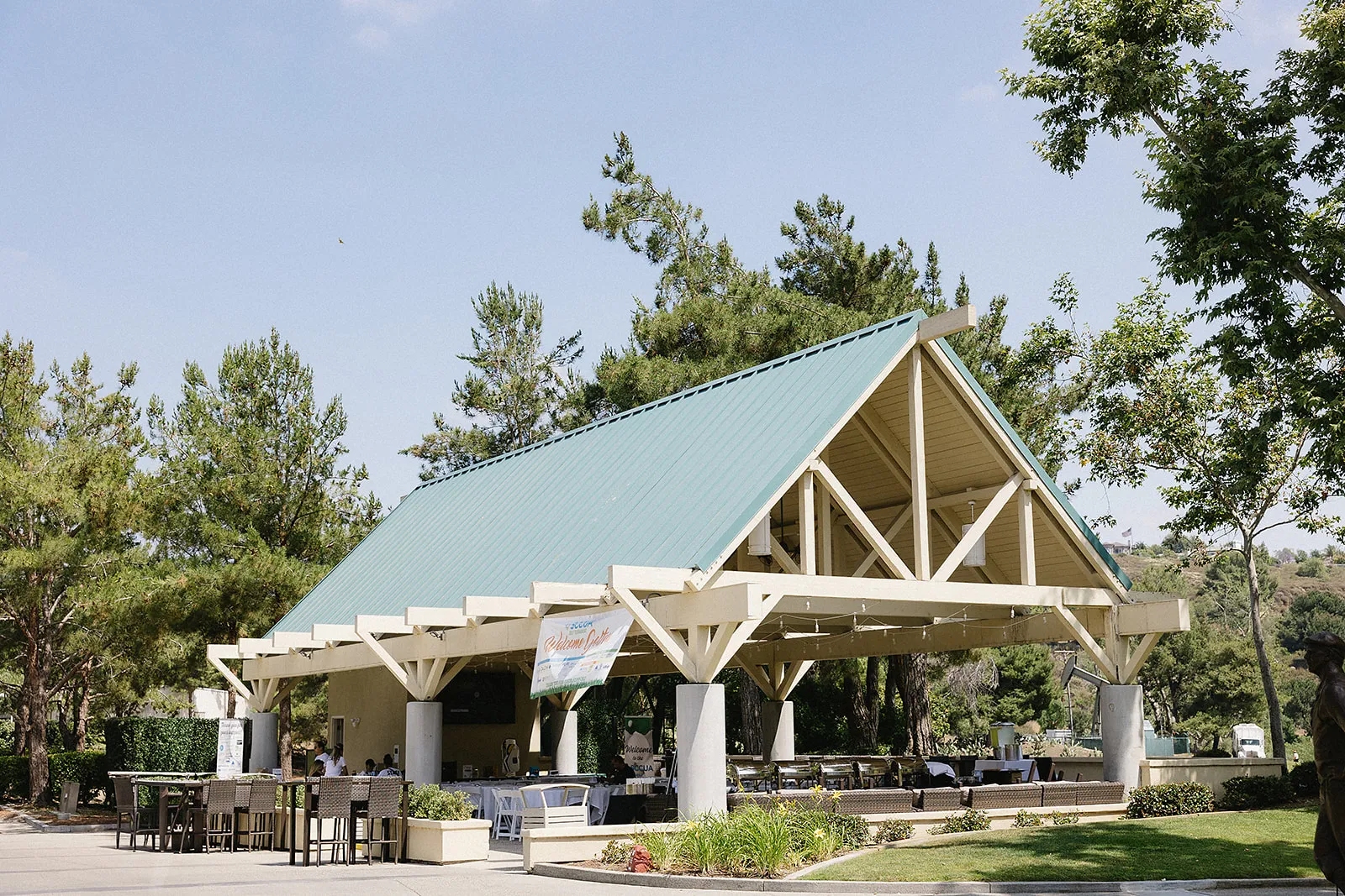 The pavilion set for an event
